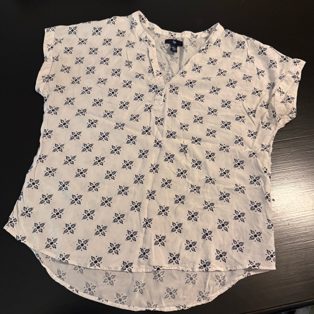 Gap‎ Women's White Patterned Top size large